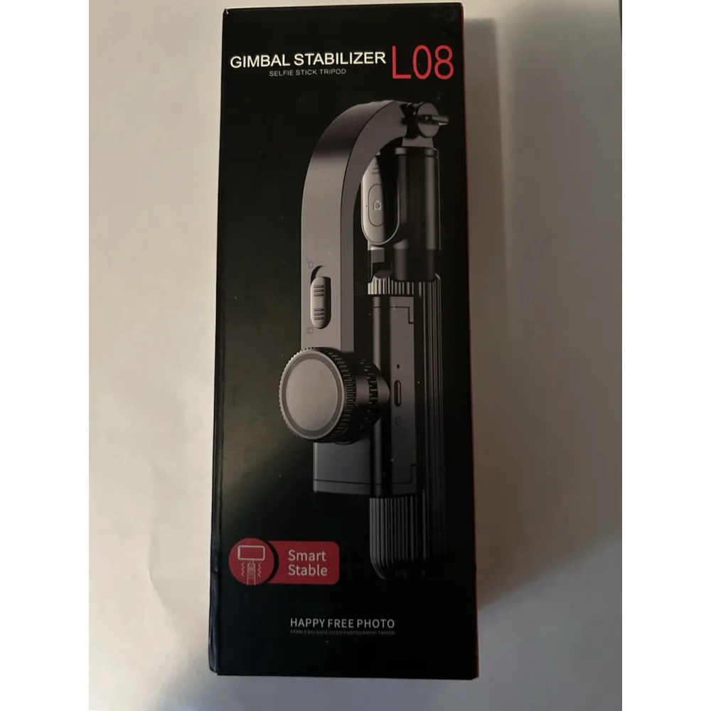 Gimbal Stabilizer AI Selfie Stick Tripod L08 Alumnium Rod Wireless Remote Black
